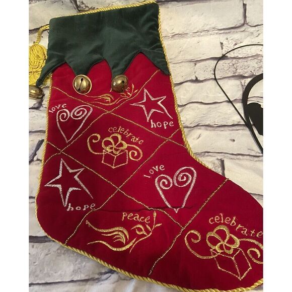 Christmas Stocking, Needle Point Christmas Stocking 16” By 8” - Picture 1 of 7